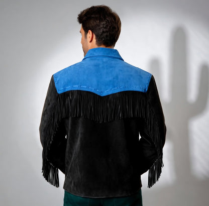 Men's Fringe Suede Leather Cowboy Jacket-ZLC-WJM-1030
