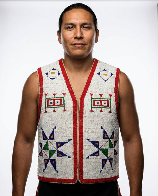 Old American Sioux Style Handmade Fully Beaded Powwow Regalia Vest BV3