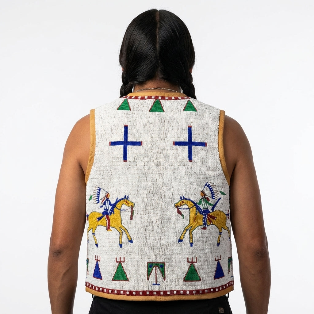 Old American Sioux Style Handmade Fully Beaded Powwow Regalia Vest BV1