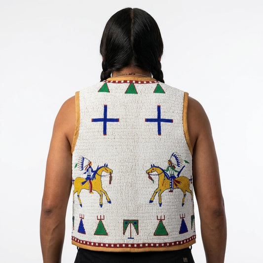 Old American Sioux Style Handmade Fully Beaded Powwow Regalia Vest BV1