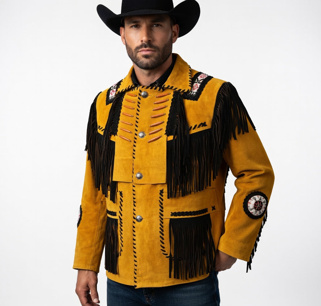 Mens Western Wear Fringed Leather Jacket - ZLC-WJM-1014, Stylish Fringed Leather Jacket for Men - ZHIM LEATHER CREATIONS