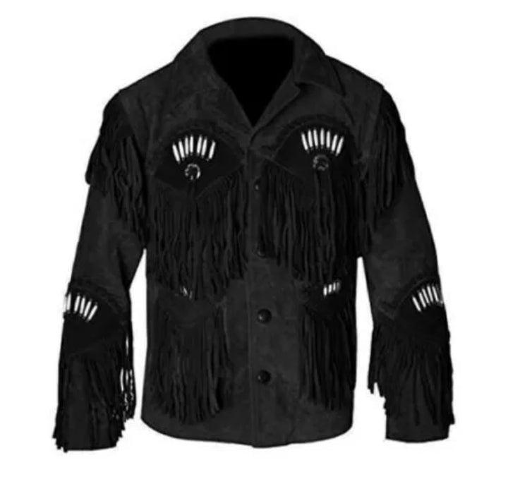 Men's Fringe Western Cowboy Suede Leather Jacket/ Top Native American Jacket-ZLC-WJM-1054