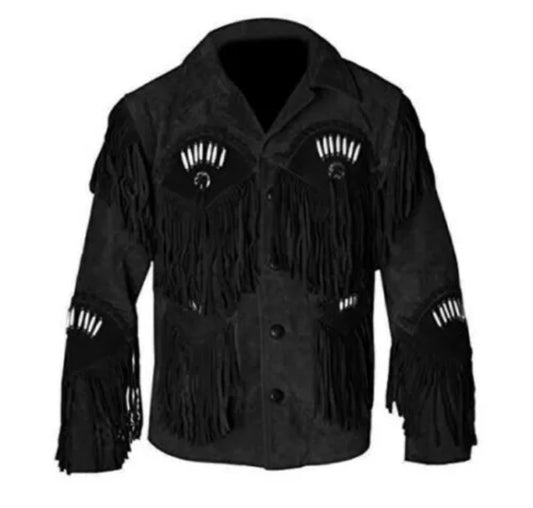 Men's Fringe Western Cowboy Suede Leather Jacket/ Top Native American Jacket-ZLC-WJM-1054