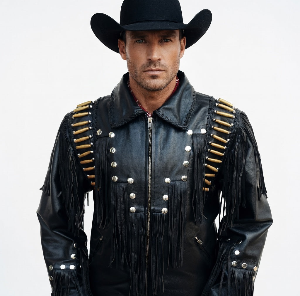 Mens Western Wear Suede Fringed Jacket-ZLC-WJM-1019 - ZHIM LEATHER CREATIONS