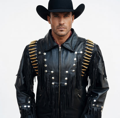 Mens Western Wear Suede Fringed Jacket-ZLC-WJM-1019 - ZHIM LEATHER CREATIONS