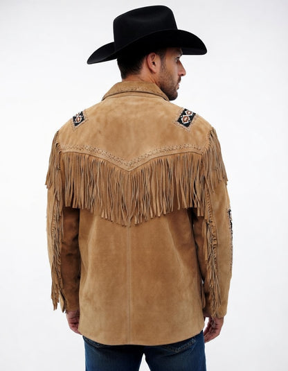 Mens Western Wear Suede Fringed Jacket-ZLC-WJM-1004 - ZHIM LEATHER CREATIONS