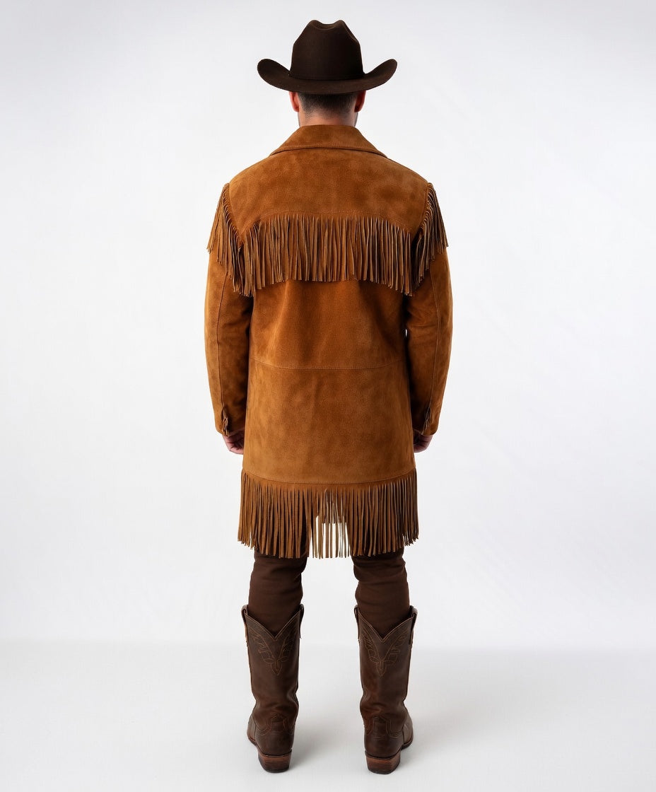 Men's Fringe Suede Leather Cowboy Jacket-ZLC-WJM-1028