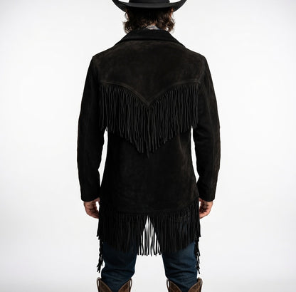 Men's Fringe Suede Leather Cowboy Jacket- ZLC-WJM-1042