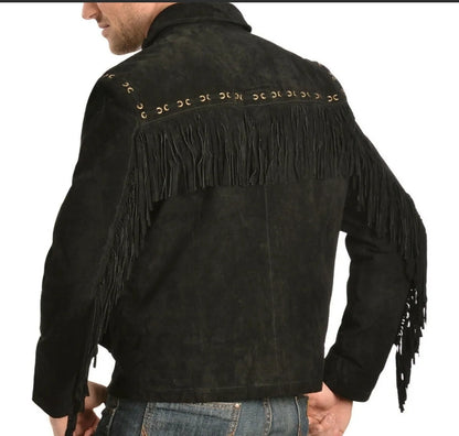 Men's Fringe Western Cowboy Suede Leather Jacket/ Top Native American Jacket-ZLC-WJM-1047