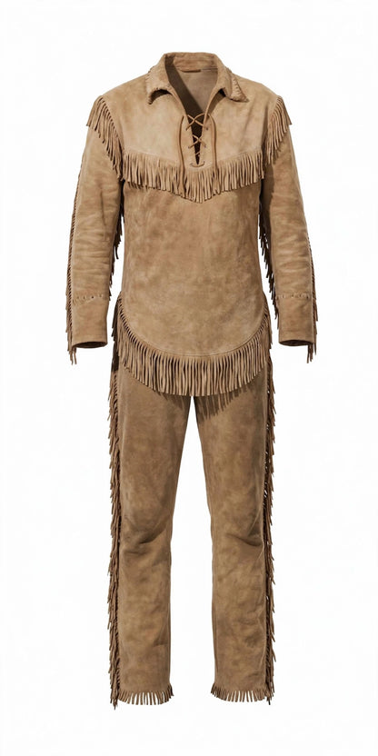 Shane 1953 Mens Buckskin Suit USA - Fringe Shirt & Pants Set