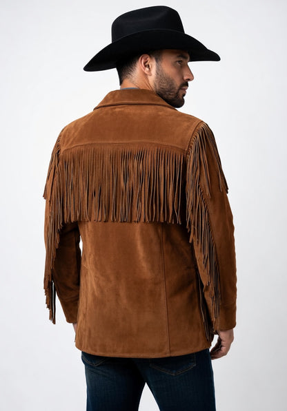 Men's Fringe Suede Leather Cowboy Jacket-ZLC-WJM-1053