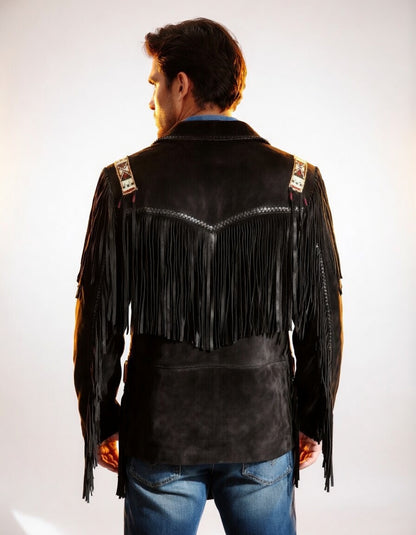 Mens Western Wear Suede Fringed Jacket-ZLC-WJM-1015 - ZHIM LEATHER CREATIONS