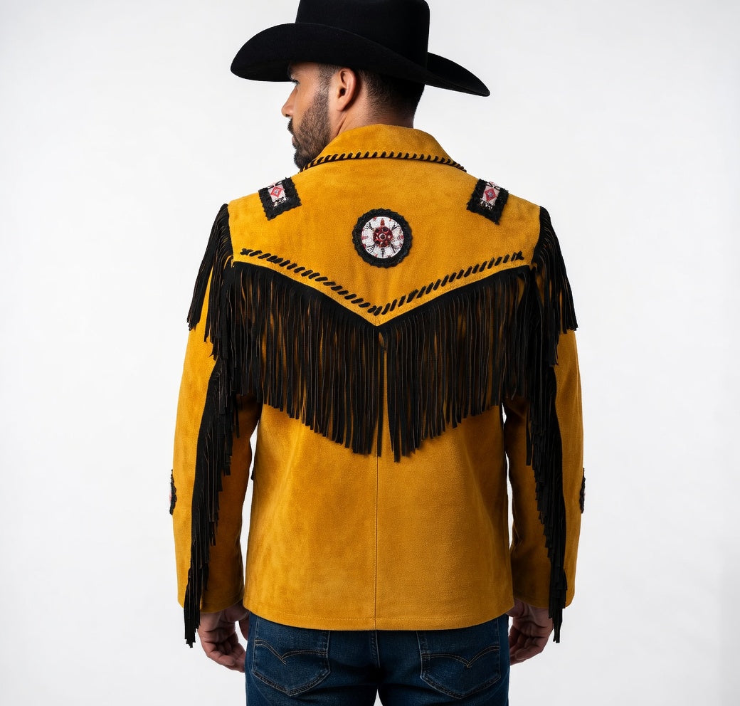 Mens Western Wear Fringed Leather Jacket - ZLC-WJM-1014, Stylish Fringed Leather Jacket for Men - ZHIM LEATHER CREATIONS