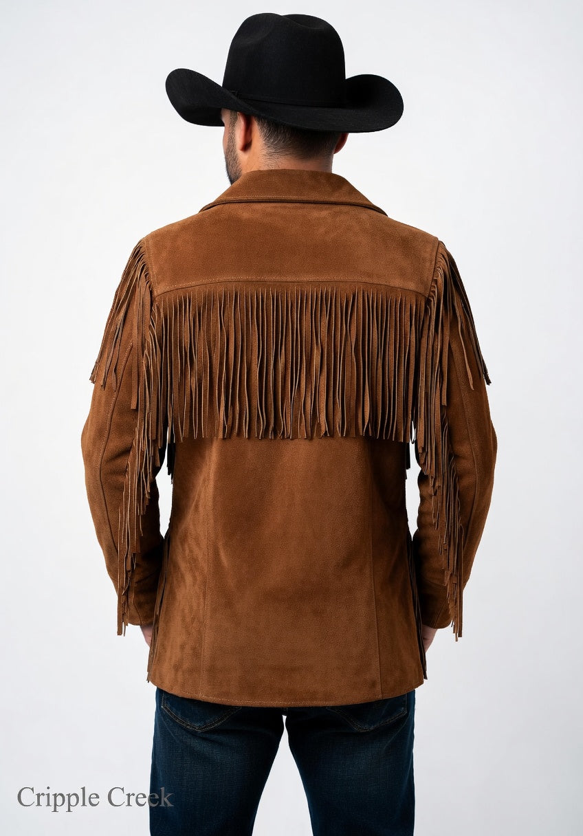 Men's Fringe Suede Leather Cowboy Jacket-ZLC-WJM-1053