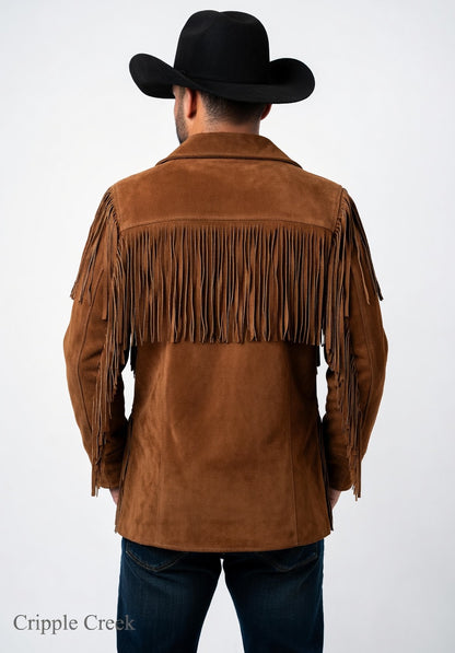 Men's Fringe Suede Leather Cowboy Jacket-ZLC-WJM-1053