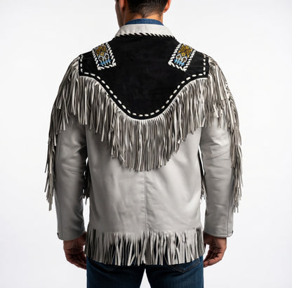 Men's Fringe Suede Leather Cowboy Jacket- ZLC-WJM-1045