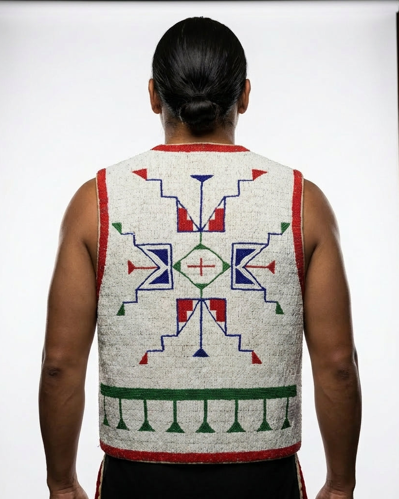 Old American Sioux Style Handmade Fully Beaded Powwow Regalia Vest BV3