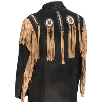 Men's Fringe Suede Leather Cowboy Jacket- ZLC-WJM-1046