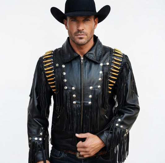 Mens Western Wear Suede Fringed Jacket-ZLC-WJM-1019 - ZHIM LEATHER CREATIONS