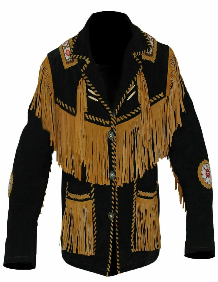 Men's Fringe Suede Leather Cowboy Jacket- ZLC-WJM-1043 Zhim Leather Creations