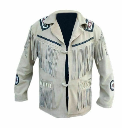 Men's Fringe Western Cowboy Suede Leather Jacket/ Top Native American Jacket-ZLC-WJM-1049