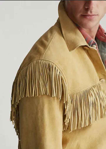 Mens Western Wear Suede Fringed Jacket-ZLC-WJM-1021