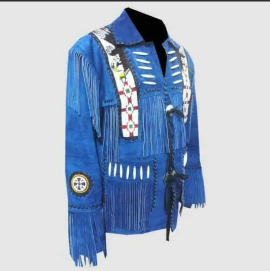 Mens Western Wear Suede Fringed Jacket-ZLC-WJM-1016