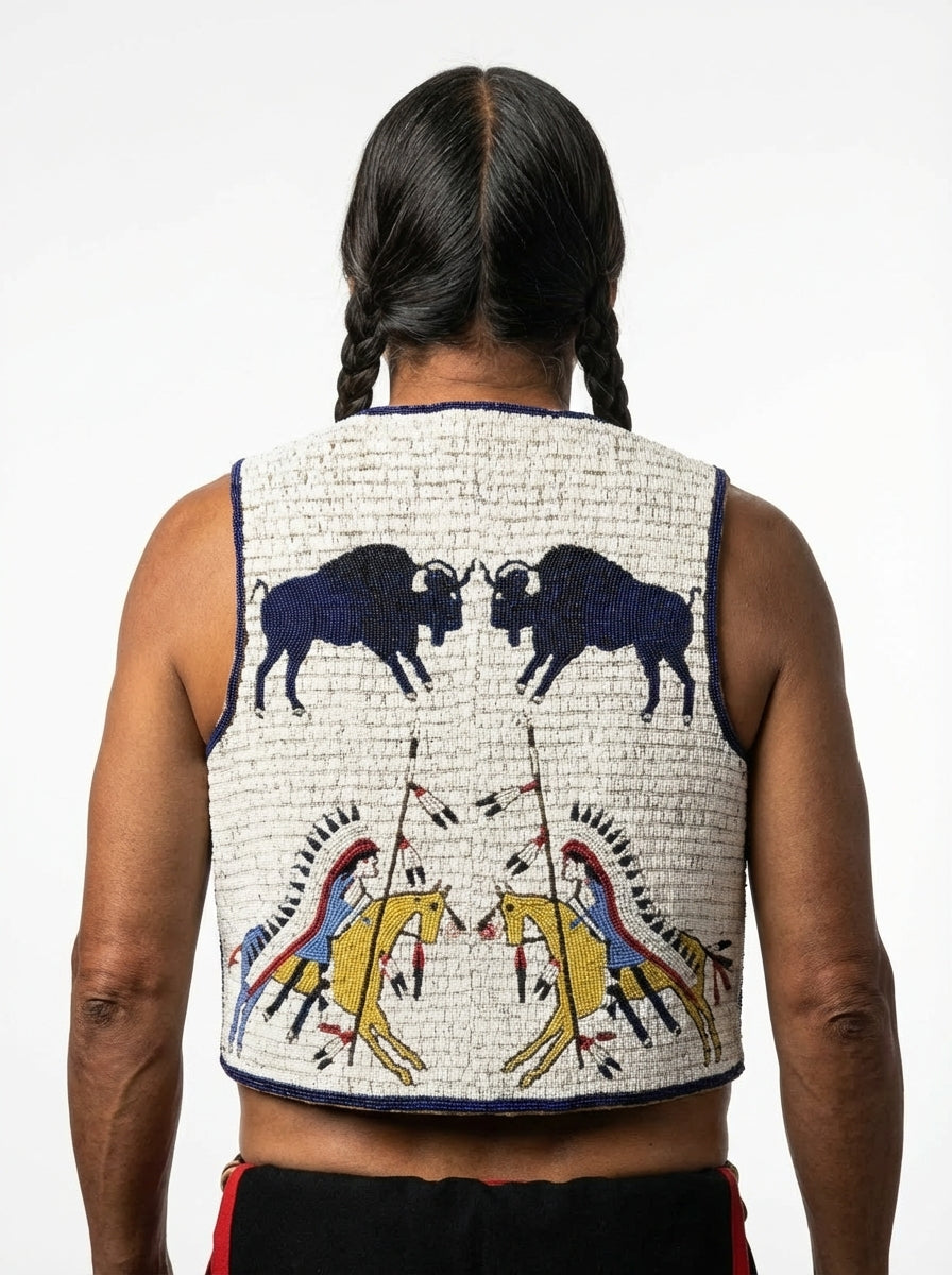 Old American Sioux Style Handmade Fully Beaded Powwow Regalia Vest BV2