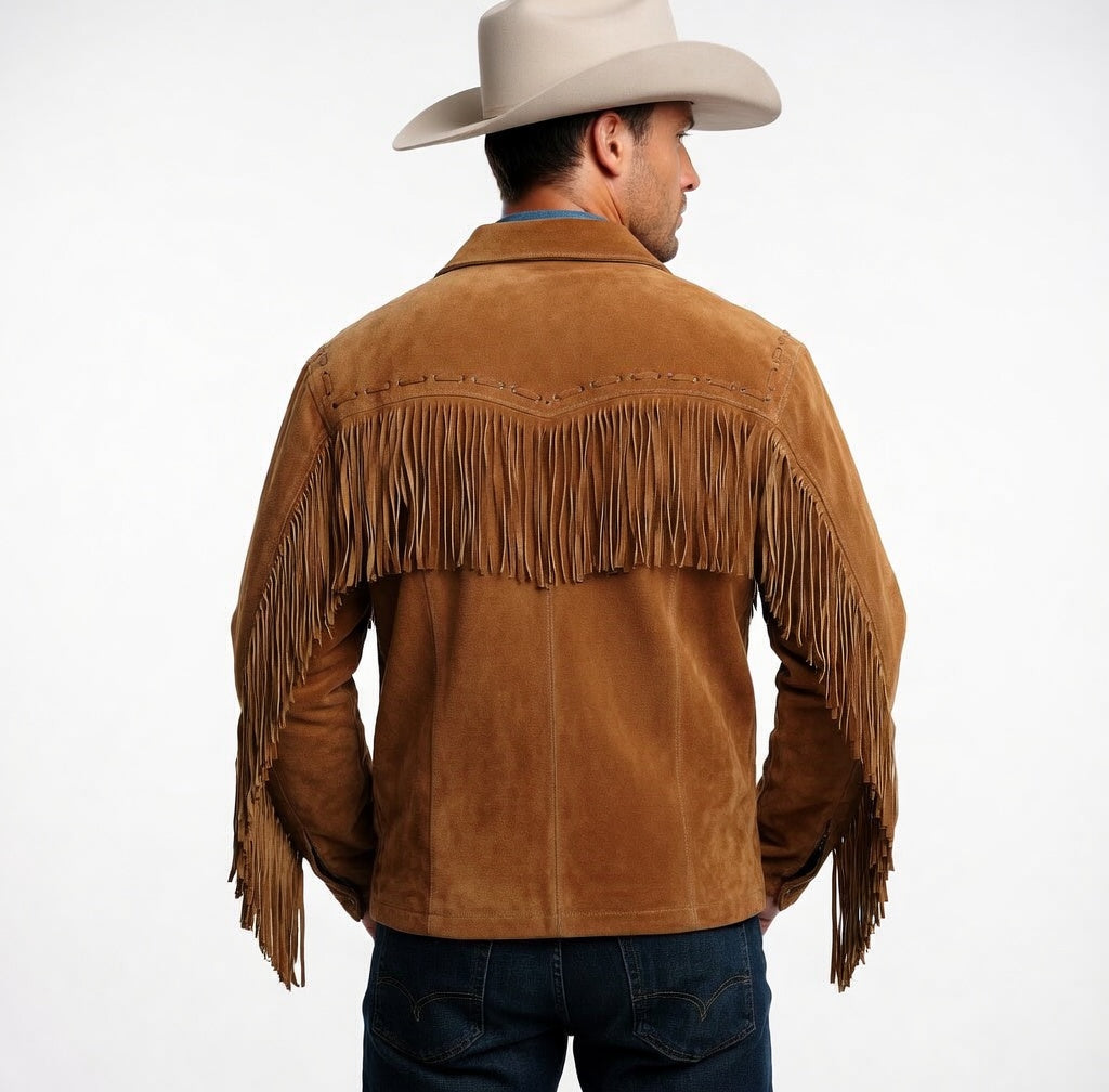 Mens Western Wear Suede Fringed Jacket-ZLC-WJM-1007 - ZHIM LEATHER CREATIONS