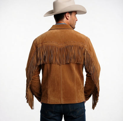 Mens Western Wear Suede Fringed Jacket-ZLC-WJM-1007 - ZHIM LEATHER CREATIONS
