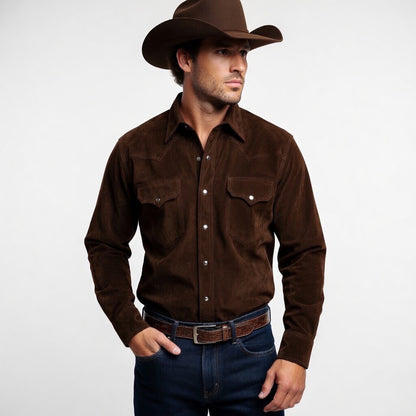 Men's Brown Suede Western Shirt