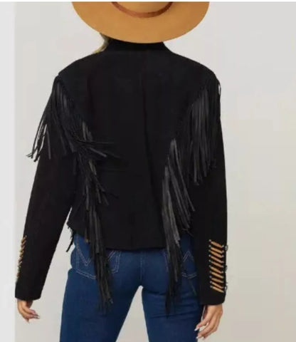 Women's Fringe Suede Leather cowboy Jacket -ZLC-WWJ-2090 - ZHIM LEATHER CREATIONS