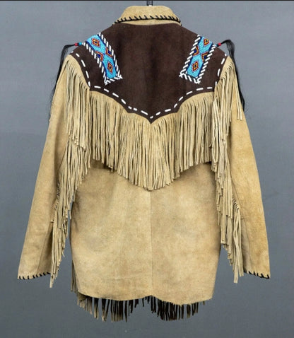 Mens Western Wear Suede Fringed Jacket-ZLC-WJM-1022