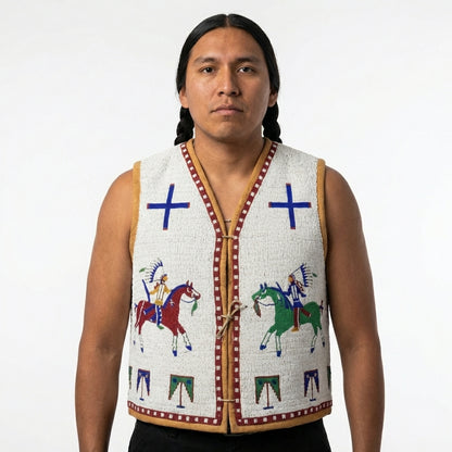 Old American Sioux Style Handmade Fully Beaded Powwow Regalia Vest BV1