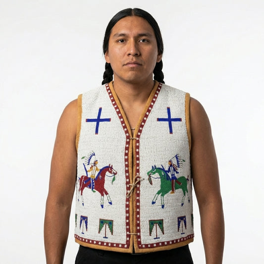 Old American Sioux Style Handmade Fully Beaded Powwow Regalia Vest BV1