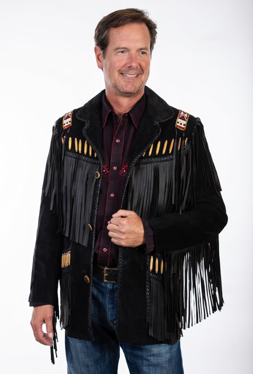 Mens Western Wear Suede Fringed Jacket-ZLC-WJM-1009 - ZHIM LEATHER CREATIONS