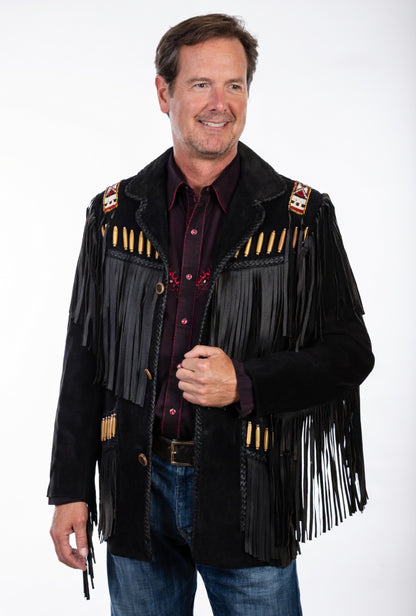 Mens Western Wear Suede Fringed Jacket-ZLC-WJM-1009 - ZHIM LEATHER CREATIONS