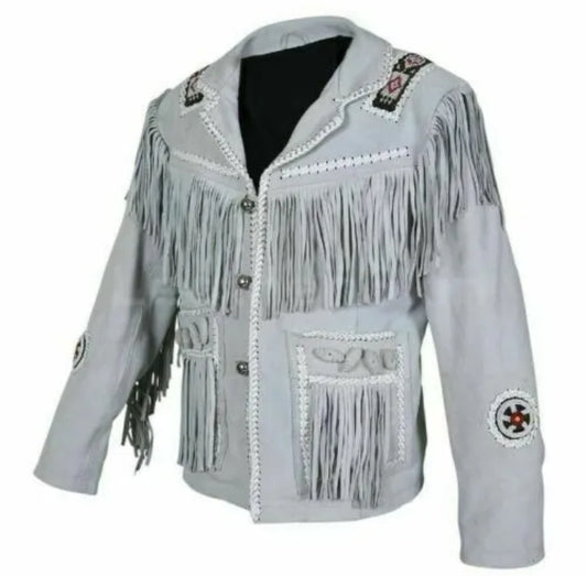 Mens Western Wear Suede Fringed Jacket-ZLC-WJM-1017