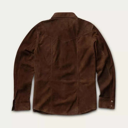 Men's Brown Suede Western Shirt