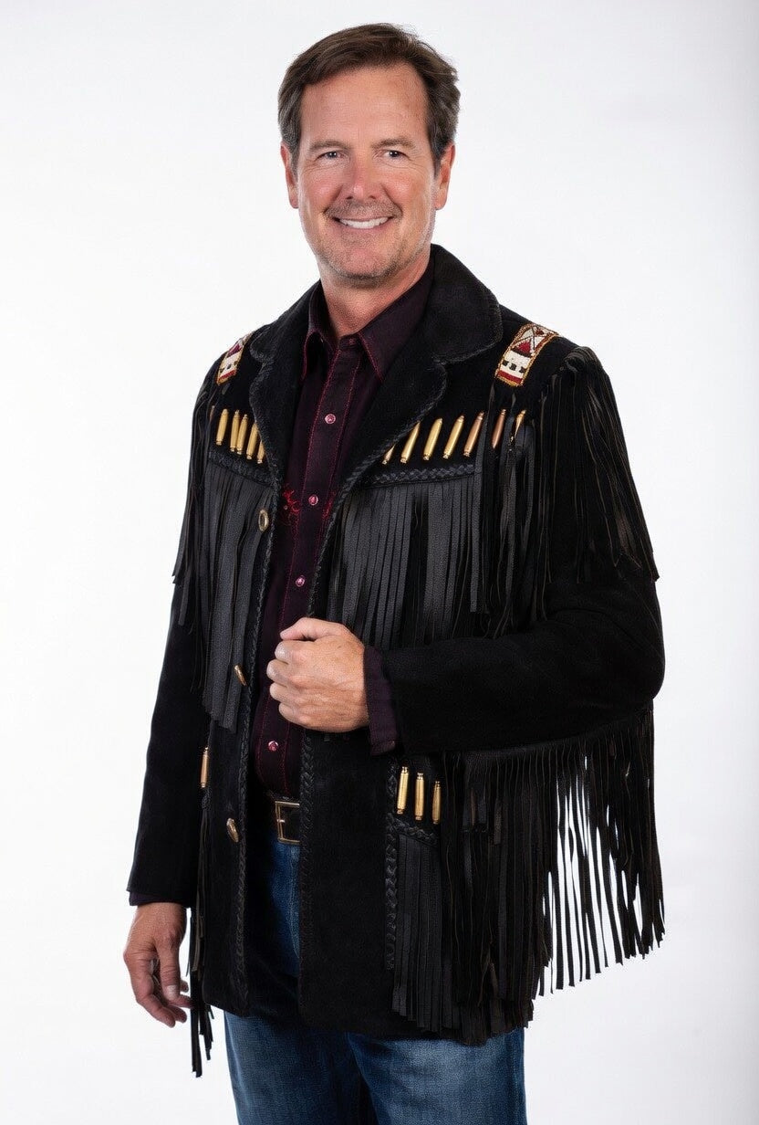 Mens Western Wear Suede Fringed Jacket-ZLC-WJM-1009 - ZHIM LEATHER CREATIONS