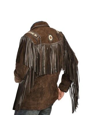 Men's Fringe Western Cowboy Suede Leather Jacket/ Top Native American Jacket-ZLC-WJM-1012-1