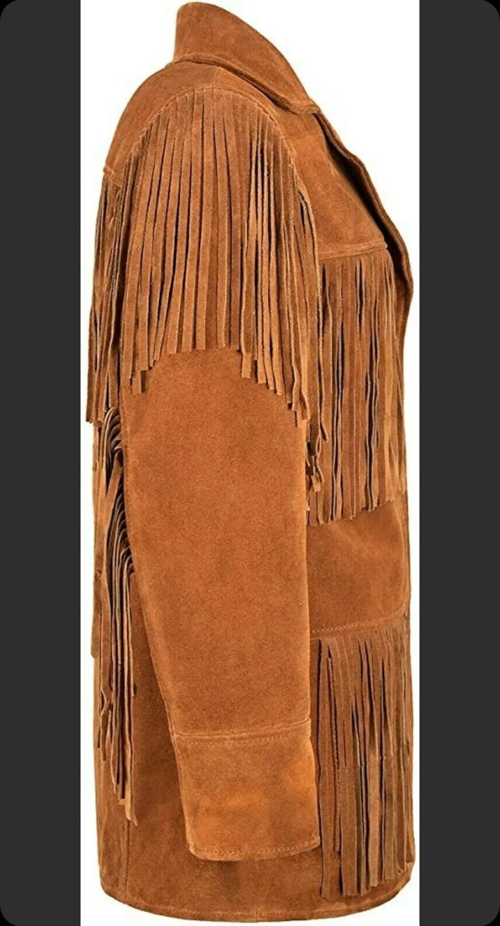 Men's Fringe Western Cowboy Suede Leather Jacket/ Top Native American Jacket-ZLC-WJM-1053