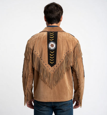 Men's Fringe Suede Leather Cowboy Jacket-ZLC-WJM-1031