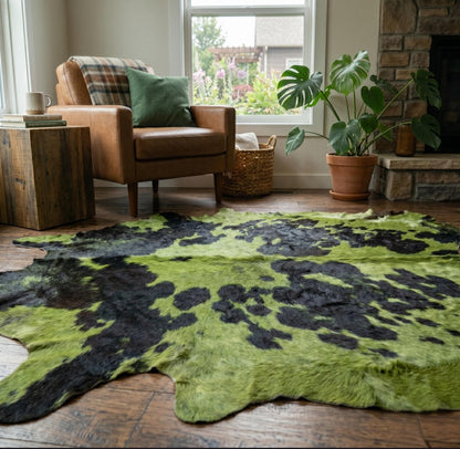 Buy Green Western Cowhide Rugs | Texas Olive & Lime Hides