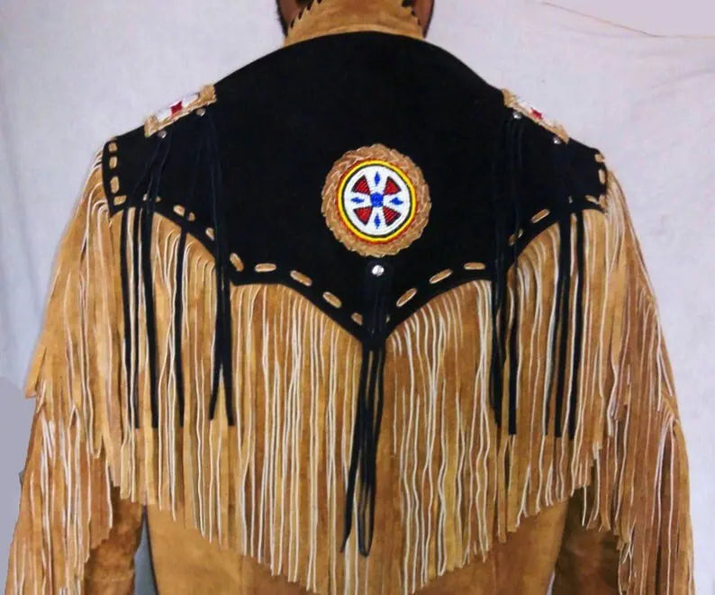 Men's Western Cowboy Suede Leather Jacket/ Top Native American Fringe Jacket-ZLC-WJM-1006-2