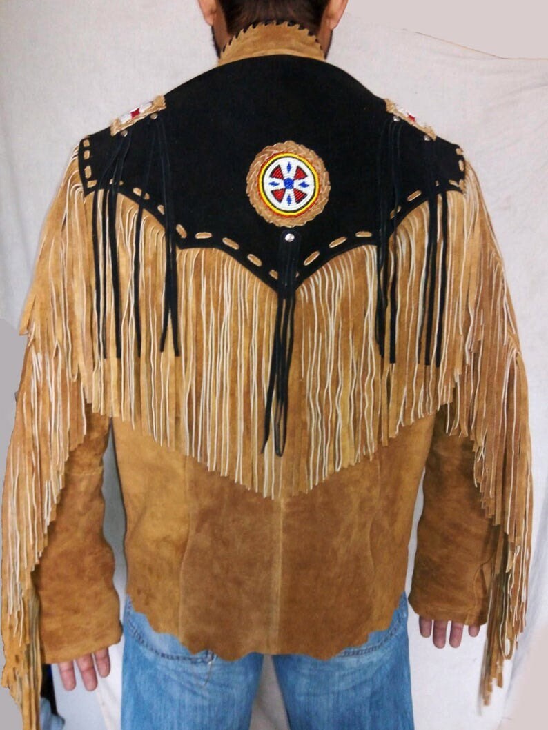 Men's Western Cowboy Suede Leather Jacket/ Top Native American Fringe Jacket-ZLC-WJM-1006-2