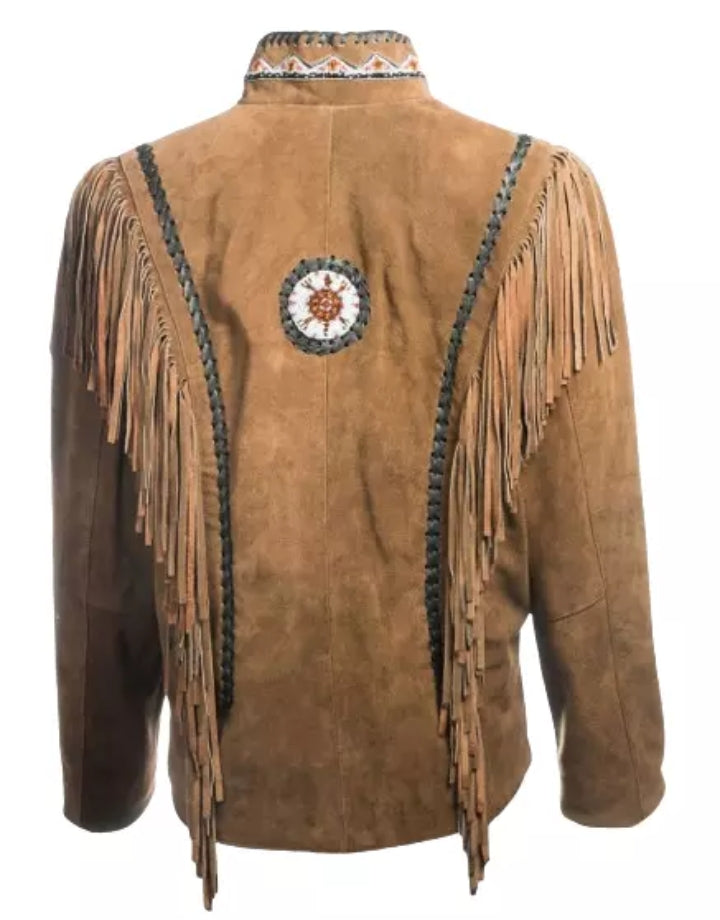 Women Native American Western Cowboy Leather Jacket Suede Fringe & Beaded -ZLC-WWJ-2002-1