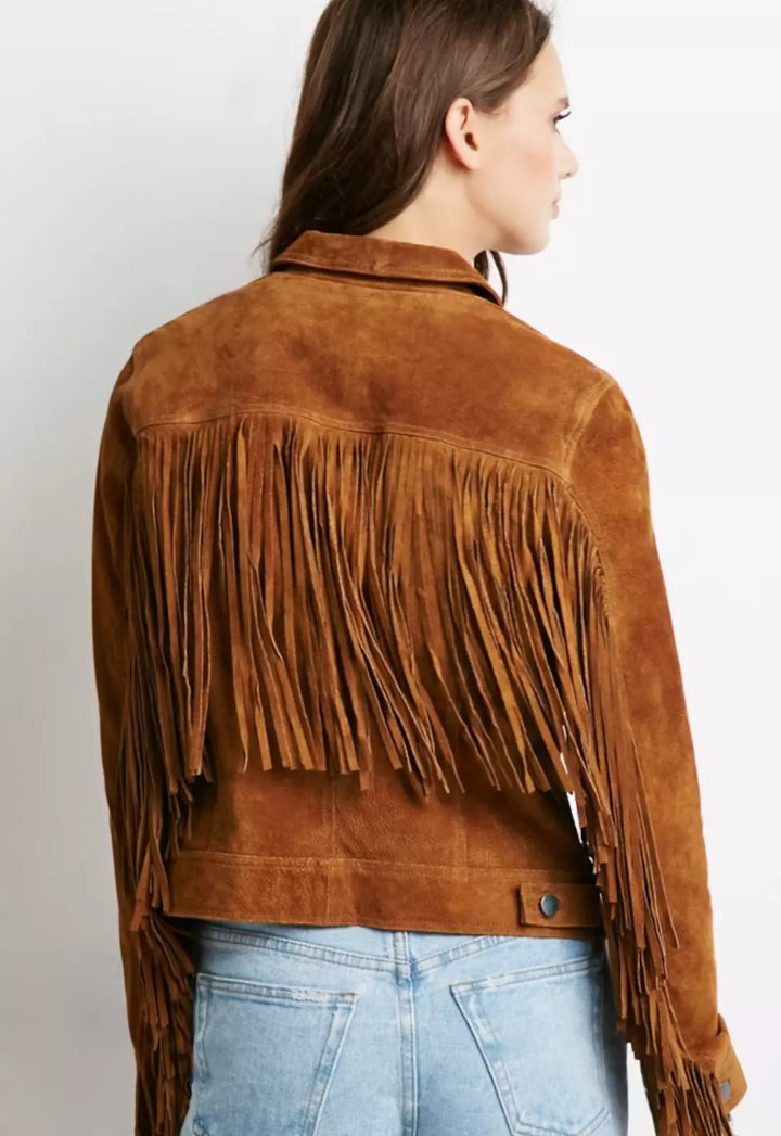 Women Native American Western Cowboy Leather Jacket Suede Fringe & Beaded -ZLC-WWJ-2016-1