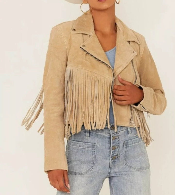 Women Native American Western Cowboy Leather Jacket Suede Fringe & Beaded -ZLC-WWJ-2018