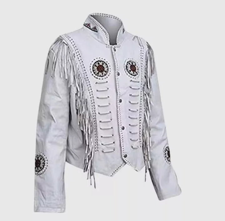 Women Native American Western Cowboy Leather Jacket Suede Fringe & Beaded -ZLC-WWJ-2019